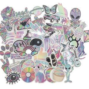 STICKER Lot Stickers NEW Water Bottle 50 Sticker Lot Faux Holographic Colorful